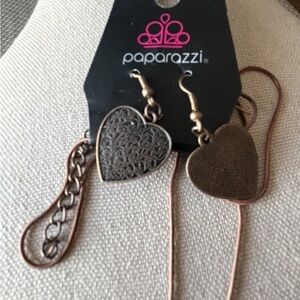 Paparazzi Antique Bronze Heart Necklace and Earrings set